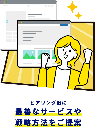 ヒアリング後に最善なサービスや戦略方法をご提案